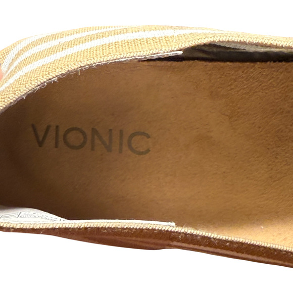 VIONIC Valeri Women's 11 Espadrille Tan White Stripes Slip On Comfort - Picture 11 of 12